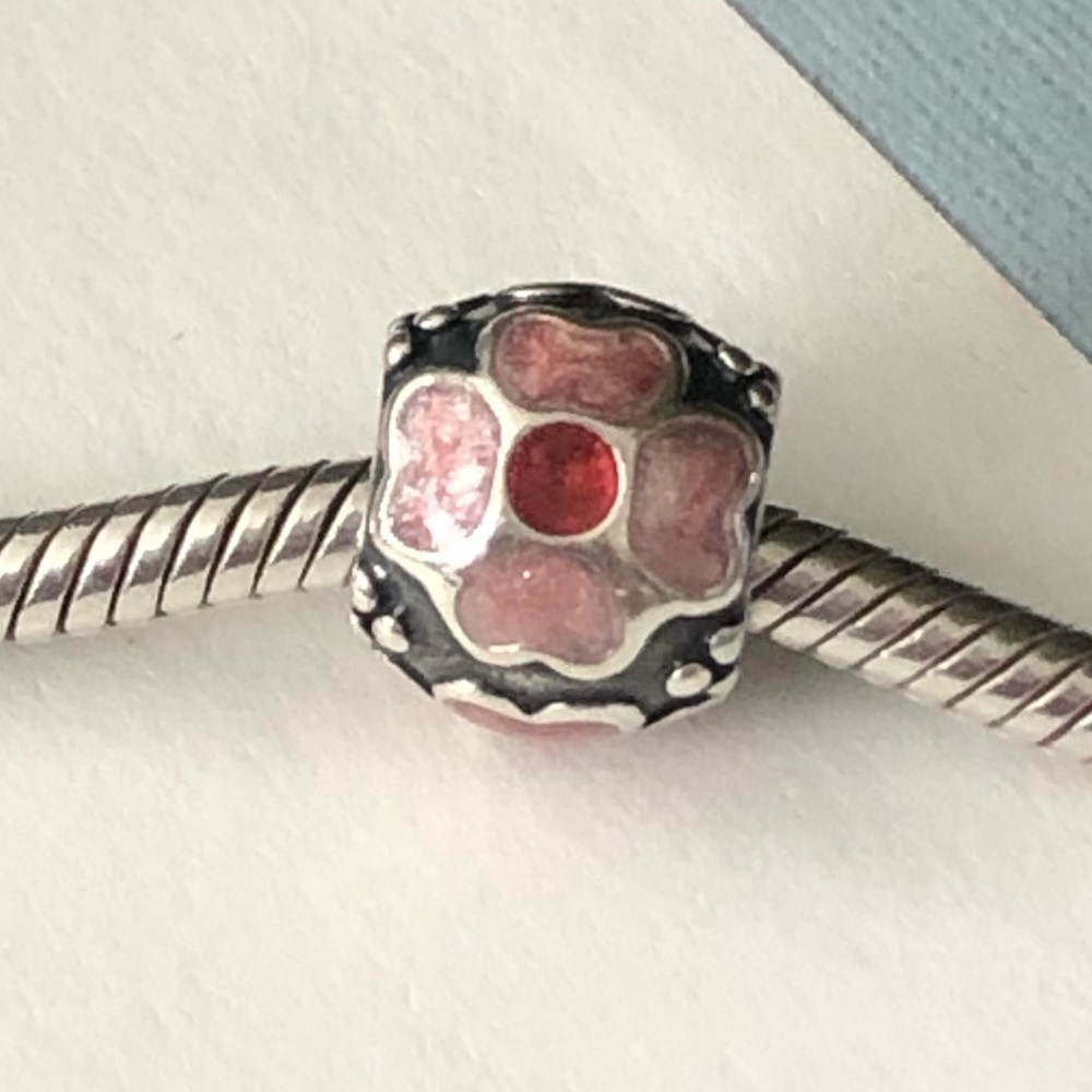 💕3/$85 925 Oxidized Silver & Pink Enamel Charm